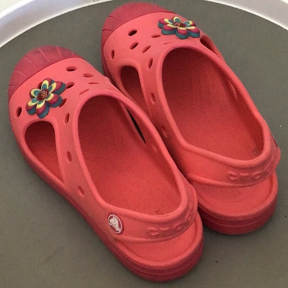 - Crocs Pink Bump It Sandals Slip On Sling Back Clog Jr. Size 2 - Picture 7 of 13